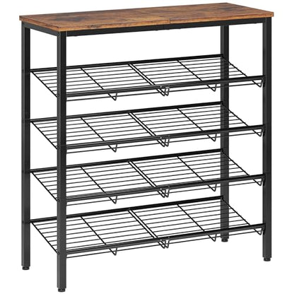 Nunsino Shoe Rack for Closet,5 Tier Shoe Organizer for Entryway,Shoe Shelf with Storage Shelves and Spacious Top,Max Holds 20 of Shoes,Rustic Brown