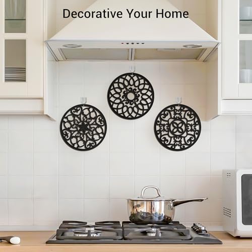 SMARTAKE 6 Set Silicone Trivet Mats for Hot Dishes Pots and Pans (Black) | Heat Resistant Pots and Pans Holders, Non-Slip Flexible Pads Coasters for Countertops Table, Modern Kitchen Decor Accessories