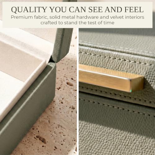 ZICOTO Decorative Storage Boxes with Lids – Set of 2 Beautiful PU Leather Organizer Bins for Your Bookshelf Home Decor - Safely Store Photos, Documents and Memory Box Keepsakes in Style