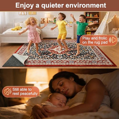 YJ.GWL 6x9 Feet Non Slip Rug Pad 1/4 inch Thick Felt and Silicone Backing, Dual Surface Cushion Rug Gripper for Hardwood Floors, Carpet Liner Keep Rugs in Place, Anti Skid Mat for Under Area Rug