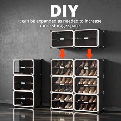 Shoe Rack,Expandable Shoe Cabinet Easy to Assemble. Shoe Storage with Door,Entryway, Closets, Hallway, and Bedroom.Accommodates Up to 40 Pairs of Shoes.