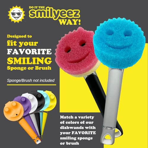 The Original Smiling Handle with Soap Dispensing for Scrub Daddy (Reg. TM) Sponge and Scrub Moji Sponge (White)
