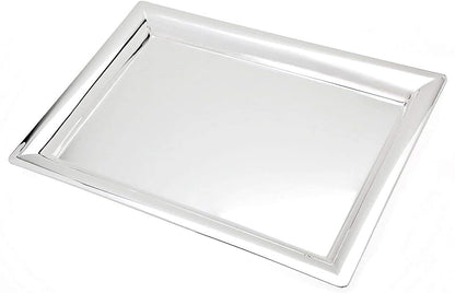 Le'raze Elegant Mirrored Rectangular Silver Tray, Perfect for Whiskey Decanter, Serving, Vanity Set, Candle Tray, and Organizing