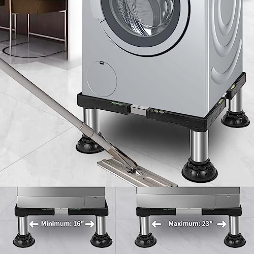 Mini Fridge Stand Height 7"-8.4" Adjustable Washer and Dryer Stand with 4 Strong Feet Heavy Duty Washing Machine Stand Base Laundry Pedestal Universal Platform for Home 16-24 Inch Appliance