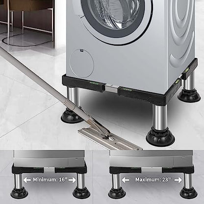 Mini Fridge Stand Height 7"-8.4" Adjustable Washer and Dryer Stand with 4 Strong Feet Heavy Duty Washing Machine Stand Base Laundry Pedestal Universal Platform for Home 16-24 Inch Appliance