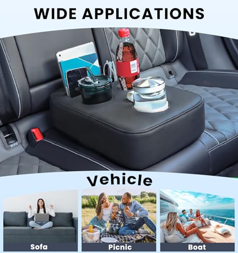 Sinvanho Car Cup Holder, Back Seat Cup Holder for Car Organizer | PU Leather Couch Sofa Bed Cup Holder Expander Tray, Boat Tray, Trucks, Minivans,SUVs,RVs,Vehicles,Holds Drinks,Remote,Snacks