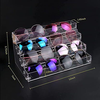 Sunglasses Organizer Countertop Stand, 4 Tier Sunglass Holder Display Rack, Nail Polish Organizer Acrylic Display Stand, Assembly Required
