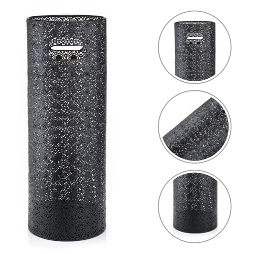21 inch Heavy Duty Metal Umbrella Stand - Durable Storage Holder for Umbrellas - Indoor and Outdoor Use - Stylish and Modern Organizer for Entryways. (Black Lace)