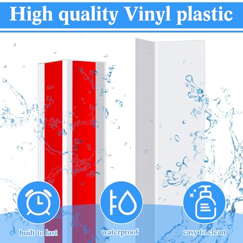 10 Pcs Wall Corner Protector Guards with Self Adhesive, 3/4 x 48 Inches Plastic Vinyl Corner Shield Trim Molding for Furniture Door Tables Cabinet Edge, Avoid Scratching, Easy Install, White