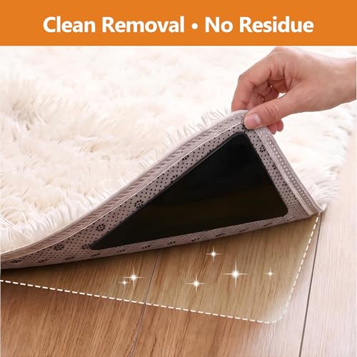 16 Pcs Rug Tape,Anti Slip Rug Pads Grippers for Hardwood Floors and Tiles,No Residue,Reusable Carpet Tape for Area Rugs, Double-Sided Adhesive Rug Stickers