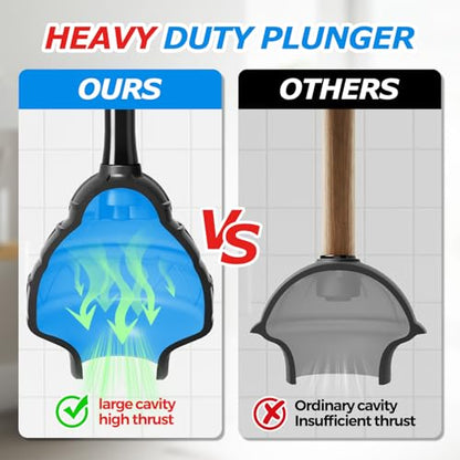 FORASTO Toilet Plunger with Holder,Powerful Clog Removal,Heavy Duty Plunger