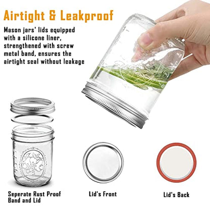 16 oz Wide Mouth Glass Mason Jars with Lids, 6 Pack for Canning