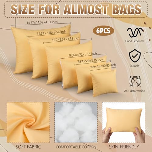 Xuhal 6 Pcs Golden Purse Insert Pillows Set Cushioned Handbag Fillers Set of Shaper Inserts Maintain Small to Large Purses for Prevent Creases and Damage Storage Display Purse Stuffing Packing Filler