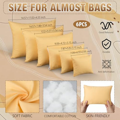 Xuhal 6 Pcs Golden Purse Insert Pillows Set Cushioned Handbag Fillers Set of Shaper Inserts Maintain Small to Large Purses for Prevent Creases and Damage Storage Display Purse Stuffing Packing Filler