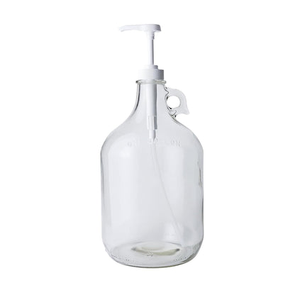 Glass Laundry Detergent Dispenser with Pump, 1 Gallon Glass Jug | 128 oz | Laundry Detergent Dispenser with airtight lid, non-slip base and 1.4 oz pump for soap, softener or syrup | 1 gallon jug