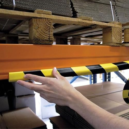 Wall Edge Corner Guards, 196.9in/5m Yellow Black Safety Bumpers, Self-Adhesive Foam Protector Padding, Warehouse Racks, Shelves, Garage & Equipment Protection (1, Yellow+Black, 196.5in/5m)