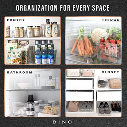 BINO | Plastic Storage Bins, Small - 2 Pack, Clear | THE SOHO COLLECTION | Pantry Organizers and Storage Containers Fridge Organizer Bins Kitchen Cabinet Organizer Medicine Cabinet Bin