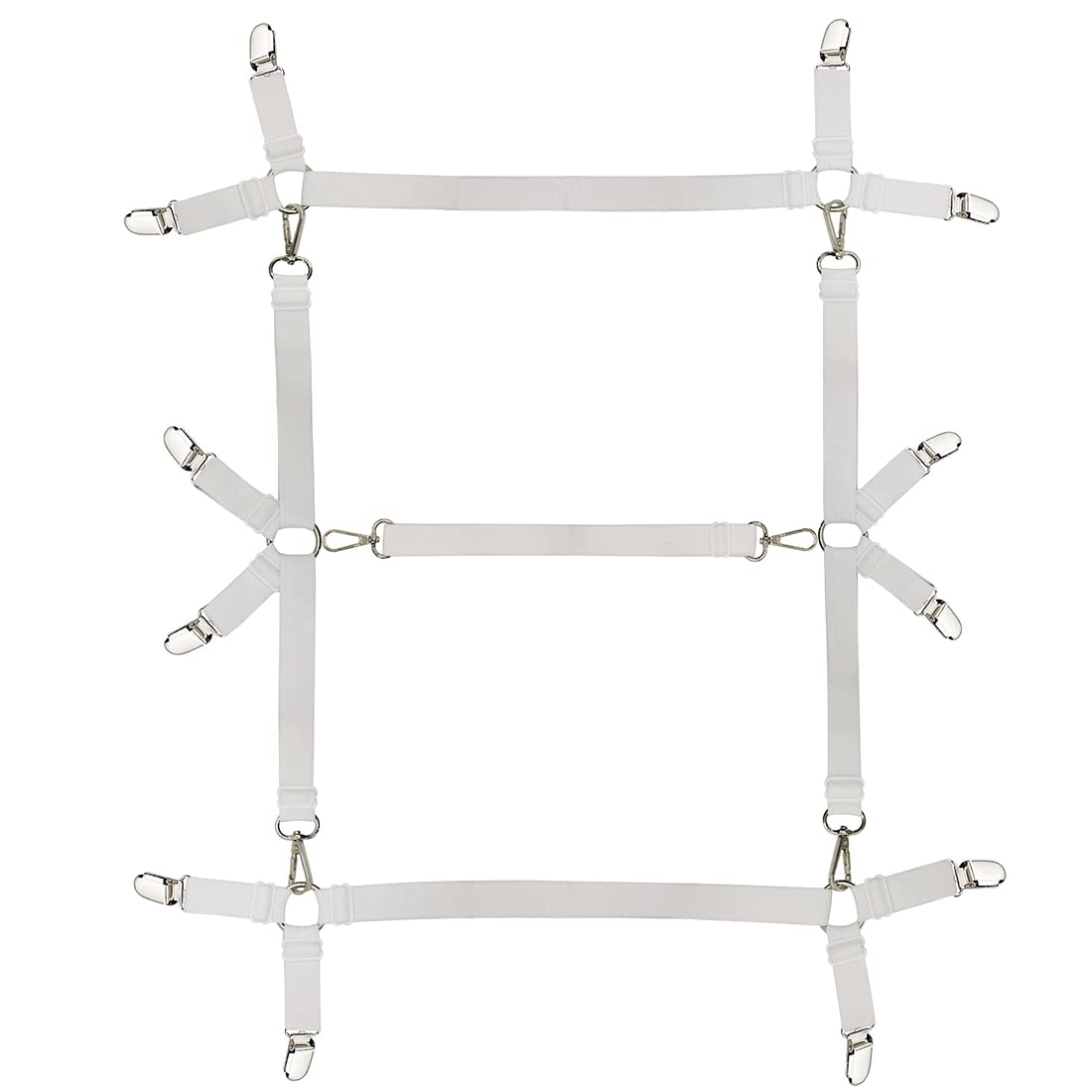 Bed Sheet Straps Nonslip Fitted Sheet Clips,Adjustable Elastic Bedding Holder Easy Install on Mattress Covers (White)