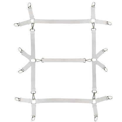 Bed Sheet Straps Nonslip Fitted Sheet Clips,Adjustable Elastic Bedding Holder Easy Install on Mattress Covers (White)