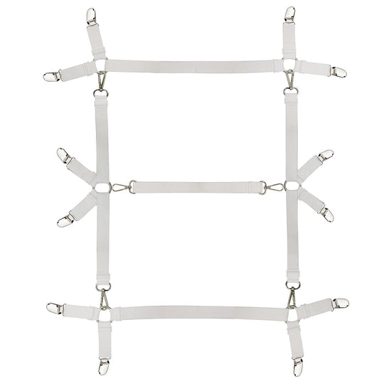 Bed Sheet Straps Nonslip Fitted Sheet Clips,Adjustable Elastic Bedding Holder Easy Install on Mattress Covers (White)