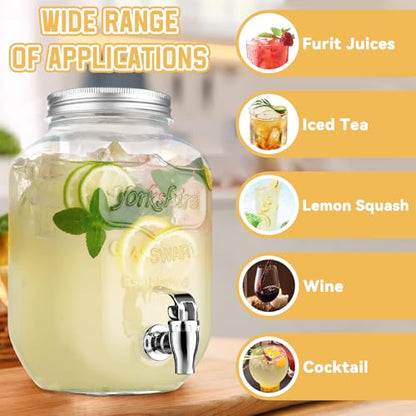 1 Gallon Glass Drink Dispensers For Parties，Lemonade Beverage Dispenser With Stand And Spigot For BBQ, Picnic, Party,Laundry Detergent Dispenser