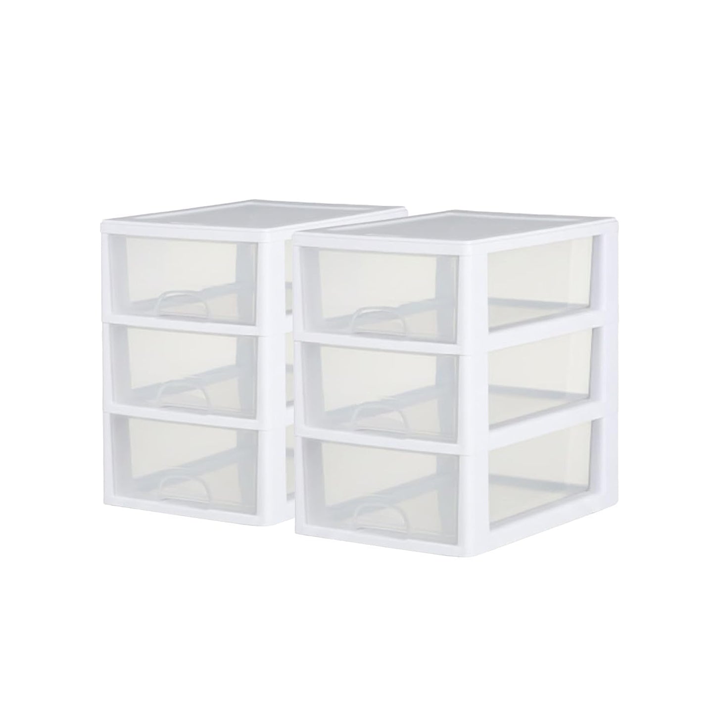 Sterilite 6-Pack Stacking Drawer, Clear Storage Closet Organizer, 6 Quart, White Frame - Stackable Plastic Drawers and Containers for Bedroom, Clothes, Dresser, Vanity, and Makeup Organization