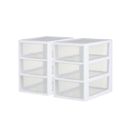 Sterilite 6-Pack Stacking Drawer, Clear Storage Closet Organizer, 6 Quart, White Frame - Stackable Plastic Drawers and Containers for Bedroom, Clothes, Dresser, Vanity, and Makeup Organization