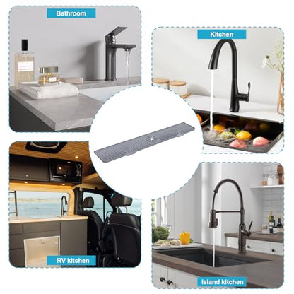 Derlights 33 inch Sink Splash Guard Mat, Silicone...