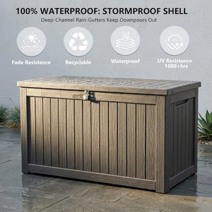 Outdoor Storage Box, 270 Gallon Waterproof Deck Box [Upgraded 3.0], Super-Sized Gas-Spring Resin Trunk for Large Seat Pillows, Heavy-Duty Lockable Backyard Storage Sofa, Garden Lawn, Black