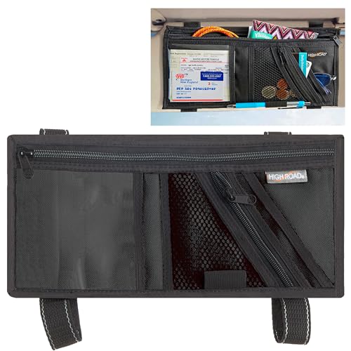 High Road Car Visor Organizer and Sun Visor Document Holder with Pockets | Slim Car Visor Organizer with Pockets Holds Registration and Insurance Cars, Pens and Papers Within Easy Reach