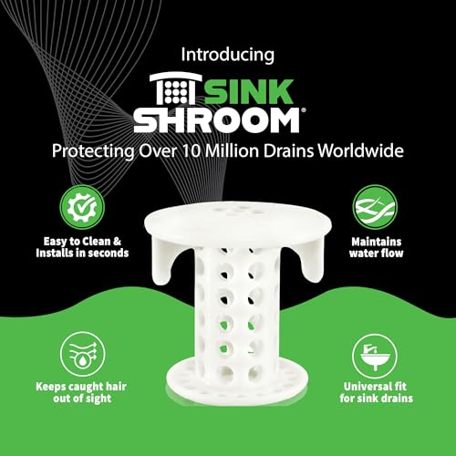 SinkShroom The Revolutionary Sink Drain Protector Hair Catcher/Strainer/Snare, White