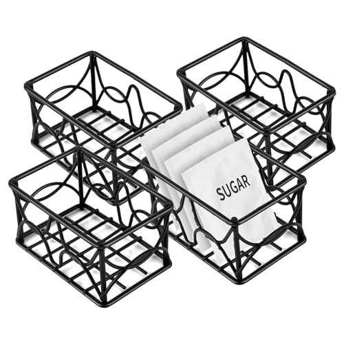 4 Pieces Black Metal Sugar Packet Holder Tea Bag O... (4 Count | Black | Iron)