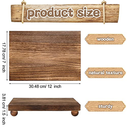 Wood Pedestal Stand Kitchen Soap Tray Farmhouse Wooden Riser Stand for Kitchen Bathroom Counter Table Decor Plant Vases Display(Classic,Dark Brown,12 x 7 Inch)