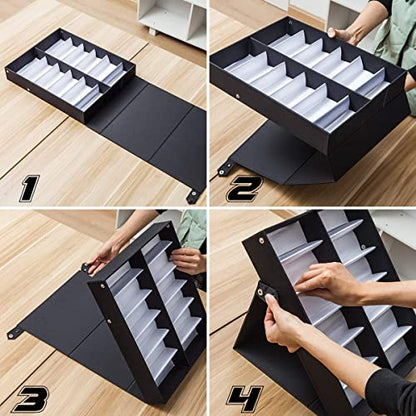 TRIUMPH VISION Sunglasses Organizer Storage Eyeglass Holder Glasses Case | Hold Multiple Eyewear Shades Organization Box Store Multi Glasses Display Stand Satin Lined Snap Closure with Lid Protection