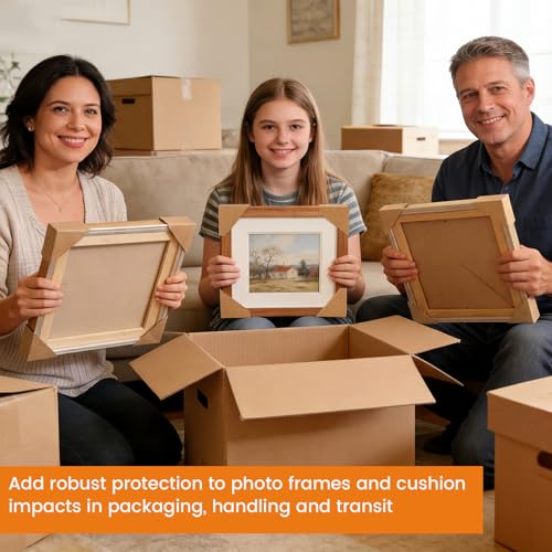 300 Pcs Adjustable Picture Frame Cardboard Corner Protectors Fit 1", 1.5" and 2.2" Frames, Kraft Corner Protectors Bulk for Shipping Packing or Moving Art, Reusable Packaging Edge Protector
