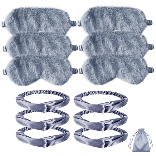 Artificial Plush Sleep Eye mask and Hair Band Set. Suitable for Both Women and Men. Ideal for Gift-Giving at Parties. for Travel and Rest (Dusty Blue, One Size)