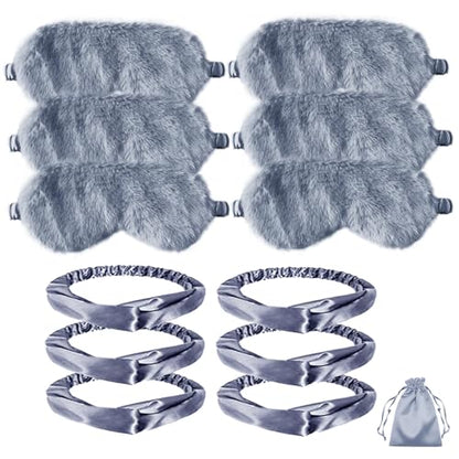 Artificial Plush Sleep Eye mask and Hair Band Set. Suitable for Both Women and Men. Ideal for Gift-Giving at Parties. for Travel and Rest (Dusty Blue, One Size)