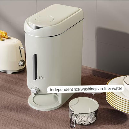 25 Lbs(11.3kg) Rice Container with Measuring Cup, Upgraded Built-in Fresh Box, Cereal Dispenser Storage with Lids for Home Kitchen Pantry Rice Soybean Corn And large grain grains-White