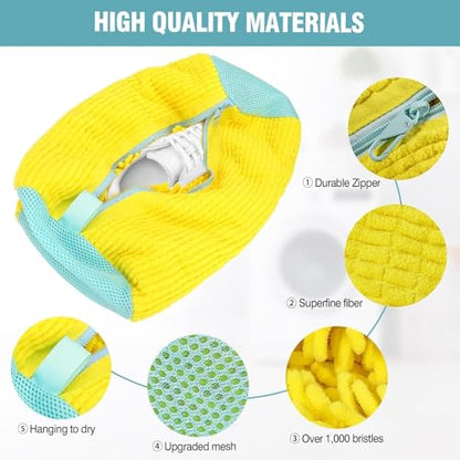 Shoe Washing Machine Bag, Shoe Laundry Bag for Washer and Dryer | 2 Pack Shoe Cleaning Bag for Sneakers & Tennis Shoes, XXL Size, Shoe Protection, Dry Bags, Zipper Hook, Travel & Dorm Storage