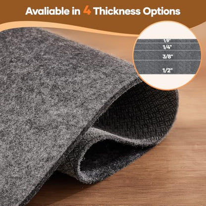 Veken Non Slip Cushioned Rug Pad Gripper, Felt and Silicone Backing, 8 x 10 Ft, 1/4 inch Thick Carpet Liner Protector Mat for Area Rugs and Hardwood Floors, with Over 99 Pcs Anti-Slip Strips Pattern