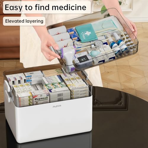CTIME 3-Tier Medicine Organizer - Portable Medicine Cabinet with Handle | Multipurpose Medical Box, Pill Organizer, Empty First Aid Kit for Home