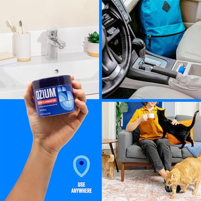 Ozium 4.5 Oz. Odor Eliminating Gel, Air Freshener Alternative | For Smoke, Pets, Musty Odors, Long Lasting Odor Remover for Cars, Homes, Outdoor Essence, 4 Pack