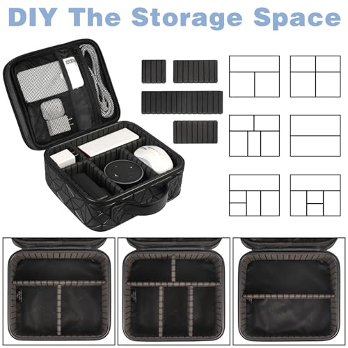 MATEIN Cable Organizer Bag, Travel Electronic Storage Cord Organizer Box | Tech Bag for Travel, Waterproof Charger Storage, Double Layer, Carrying Case for Cord, Shockproof, Portable, DJ Gifts, Black