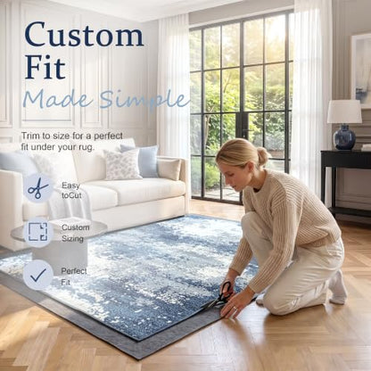 5x7 Non Slip Rug Pad Gripper Cushioned Carpet Pads | Ideas for Hardwood Floors, Thick Felt Liner with Silicone Backing, Under Area Rugs Anti Skid Mat Keep Rugs in Place and Safe