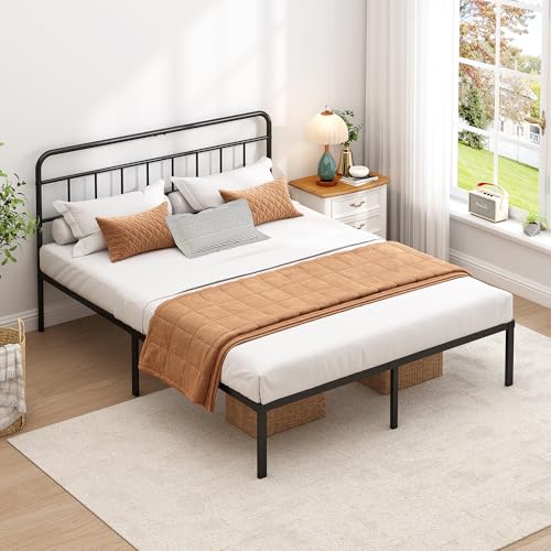 Queen Bed Frame with Classic Headboard,Strong Meta...