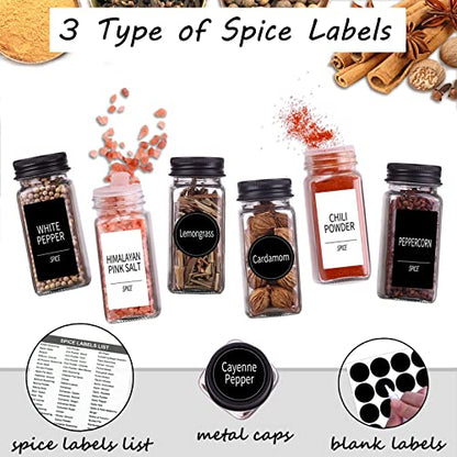 66 Pack Glass Spice Jars with Labels, 4oz Spice Containers