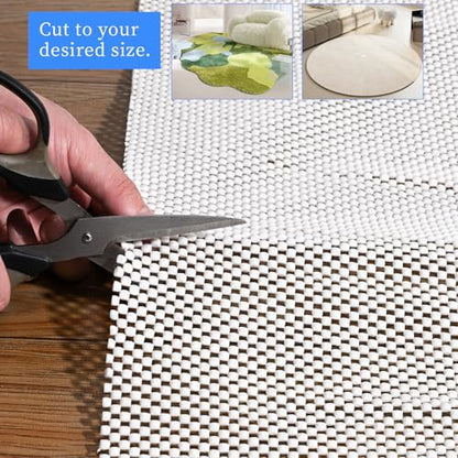 Non Slip Rug Pad Gripper 8X10 FT for Hardwood Floors, Eco-Friendly Anti Skid Mat Under Area Rugs, Keeps Rugs Safe and Flat, Odorless Cushioned Pad for Floor Protection, Easy to Trim Multi-Use Mat