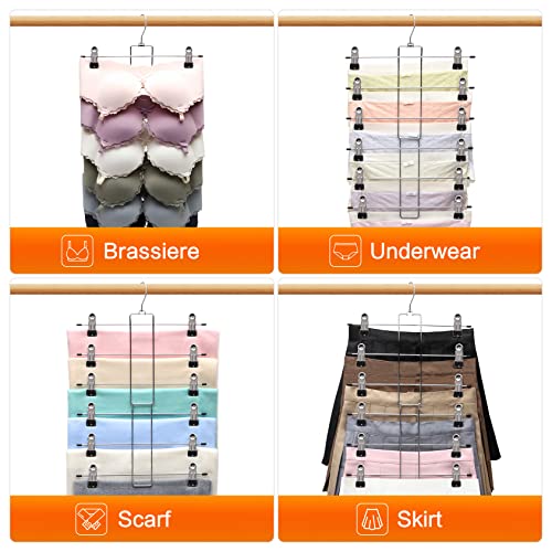 3 Pack Pants-Hangers-Space-Saving, 6 Tier-Closet-Organizers-and-Storage | Skirt Hangers with Clips, Closet-Organizer-Clothes-Organization Jeans Scarf Hangers,College-Dorm-Room-Essentials Decor