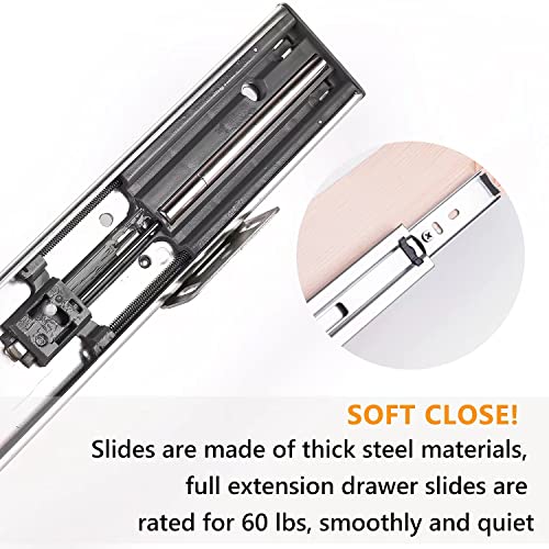 26''W x 21''D x 3''H Pull Out Cabinet Drawer Soft Close Slide Out Wood Organizer for Kitchen, Finished, Bottom and Side Assembly (Wood Drawer Part Width is 25inch)