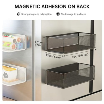 Magnetic Shelf for Washing Machine, White, 10.63"L*4.72"W*3.03"H | Washer Dryer Shelf, Magnetic Lint Bin for Laundry Room, Spice Rack, Magnetic Basket Organizer for Laundry Kitchen, 1 Pack